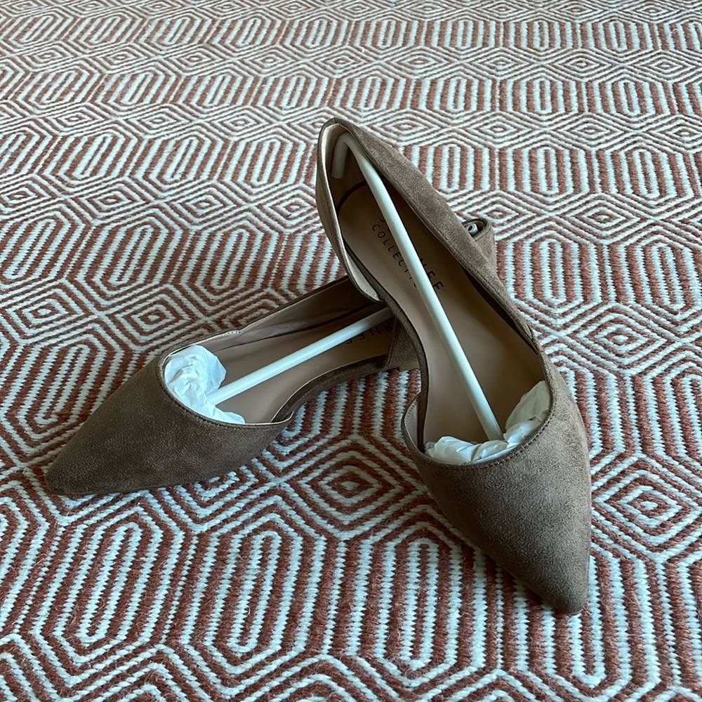 Taupe Suede Pointed Toe  Flats